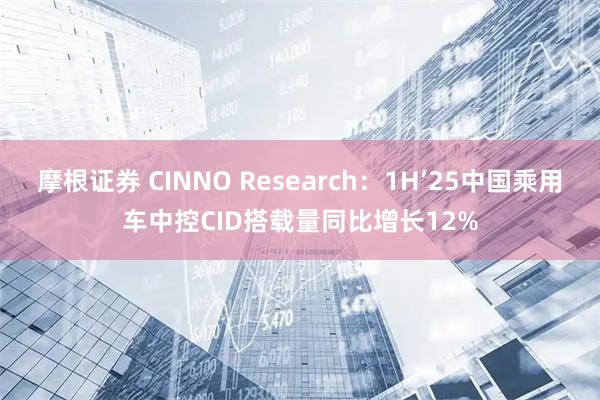 摩根证券 CINNO Research：1H’25中国乘用车中控CID搭载量同比增长12%