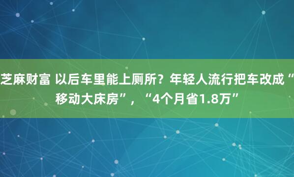 芝麻财富 以后车里能上厕所？年轻人流行把车改成“移动大床房”，“4个月省1.8万”